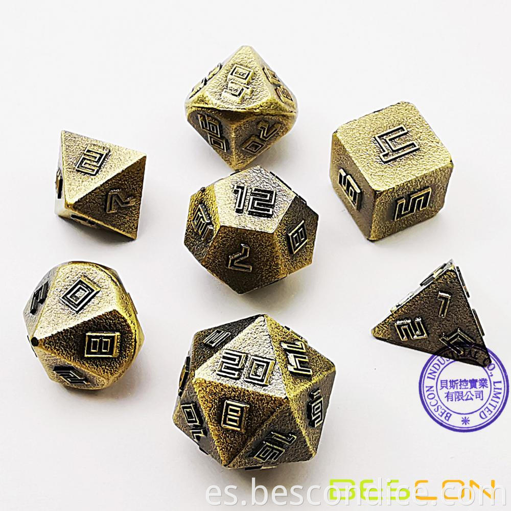 Raw Metal Polyhedral D D Rpg 7 Dice Set 2